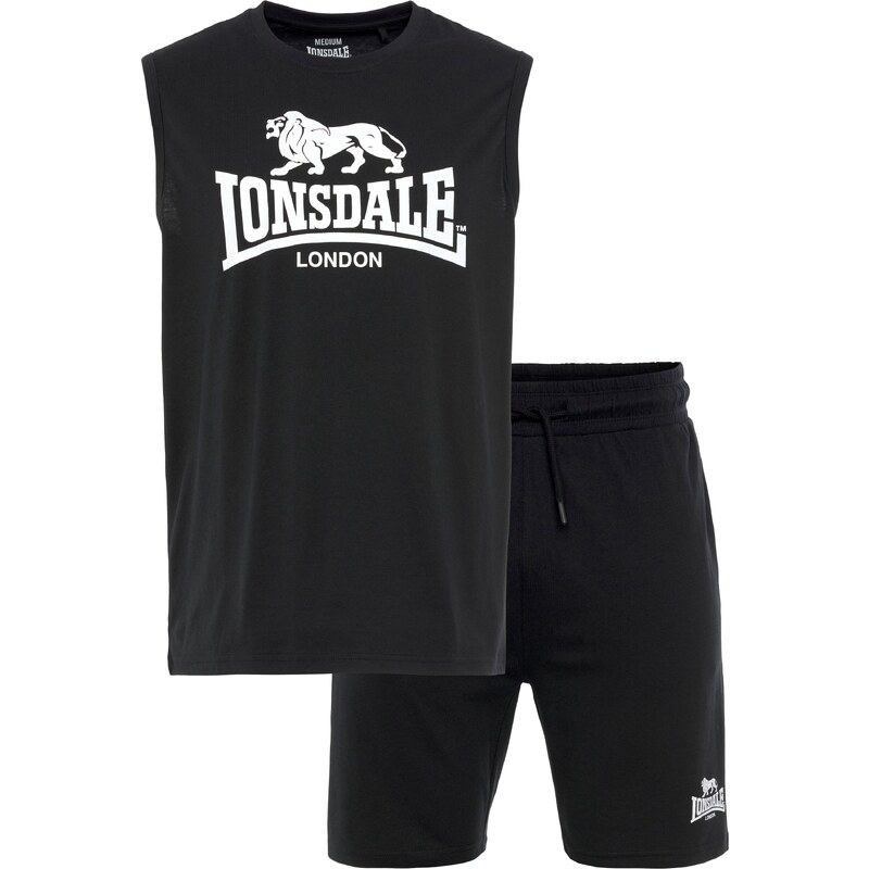 LONSDALE Joggingová souprava Allanton černá / bílá