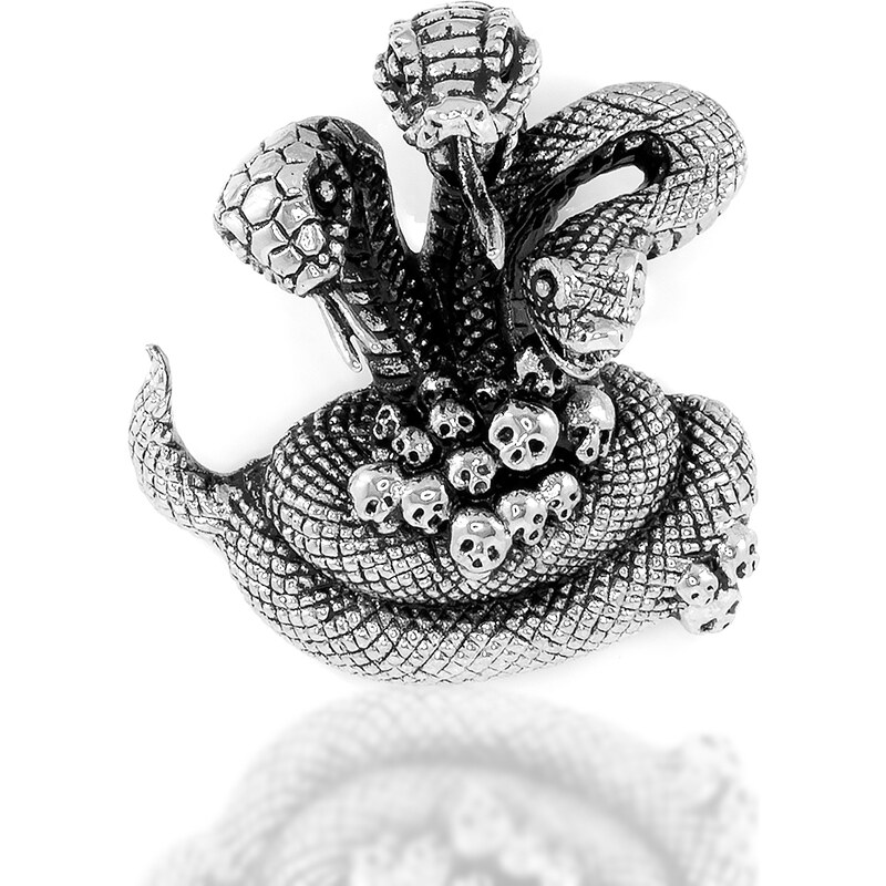 Přívěsek 3D tříhlavý had - Chirurgická ocel