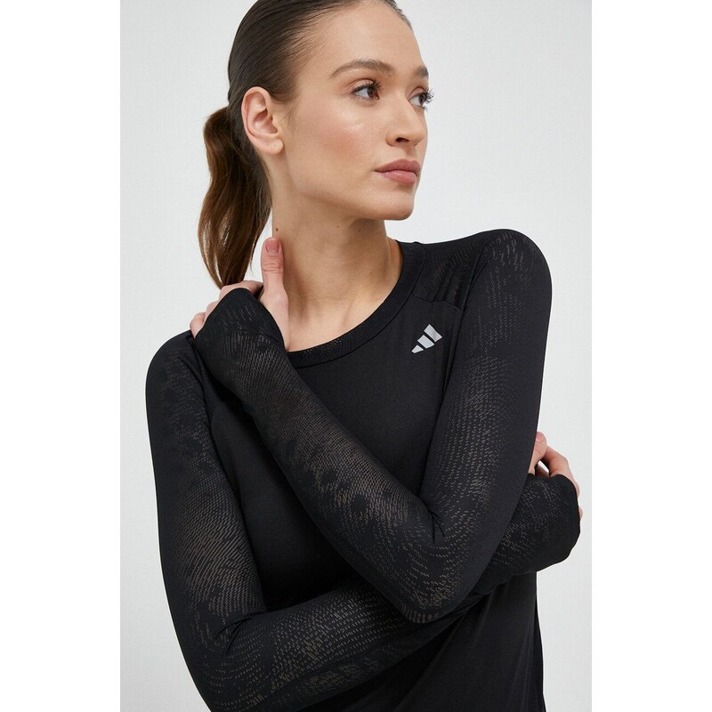 Běžecké triko s dlouhým rukávem adidas Performance Adizero černá barva