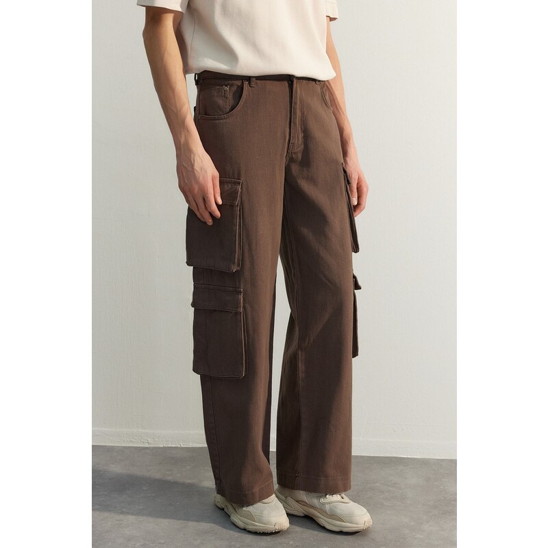 Trendyol Limited Edition Brown Premium Baggy Cargo Pants