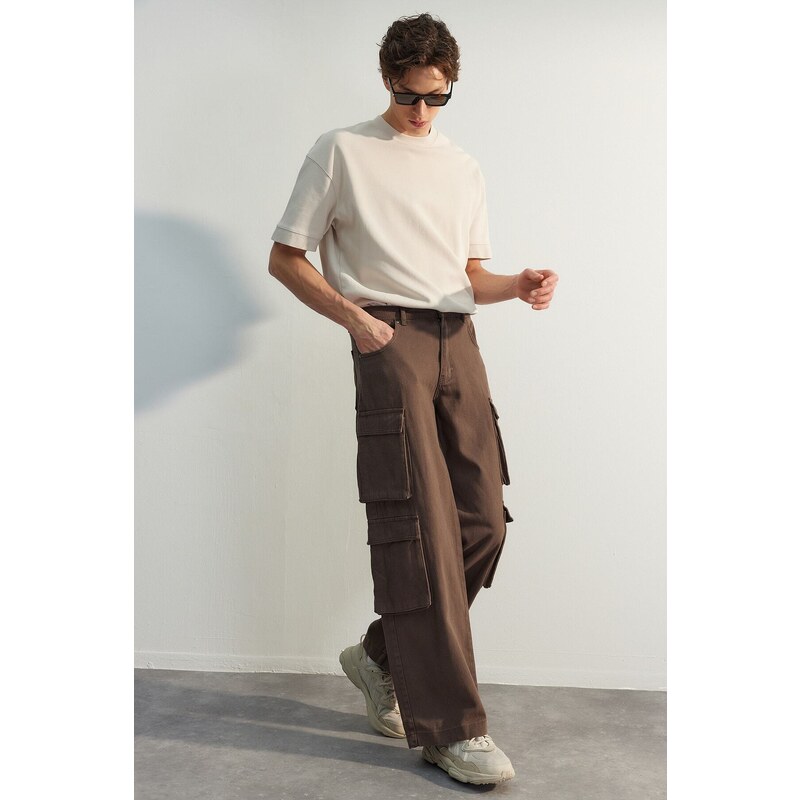 Trendyol Limited Edition Brown Premium Baggy Cargo Pants