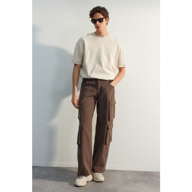 Trendyol Limited Edition Brown Premium Baggy Cargo Pants