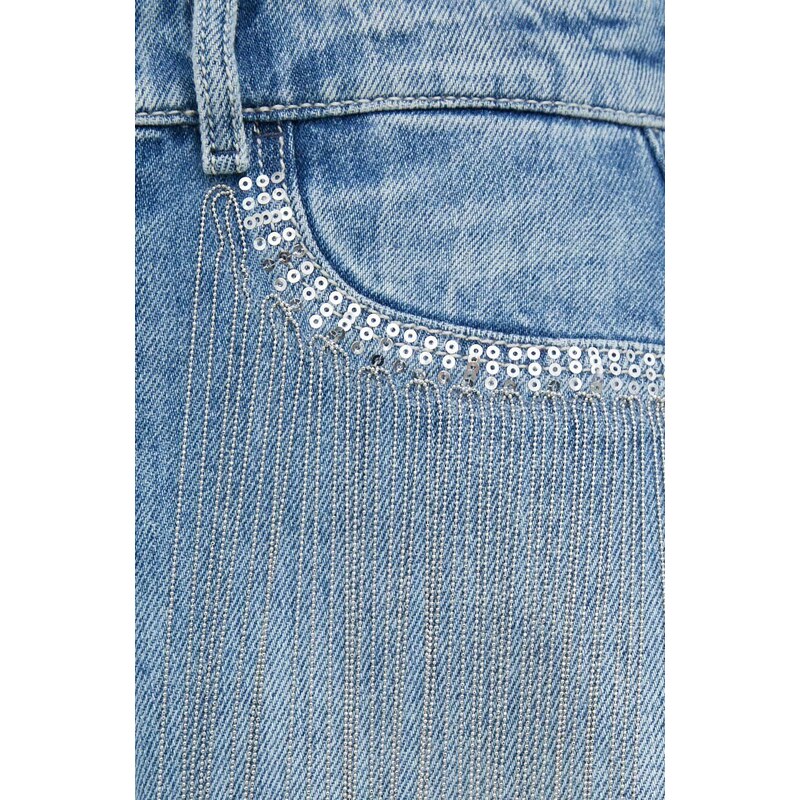 Džínové šortky Guess dámské, s aplikací, high waist