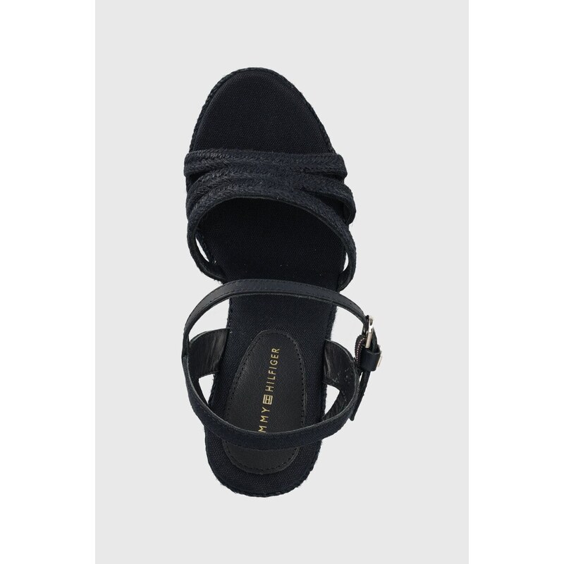 Sandály Tommy Hilfiger ESSENTIAL BASIC WEDGE SANDAL dámské, tmavomodrá barva, na klínku, FW0FW07220