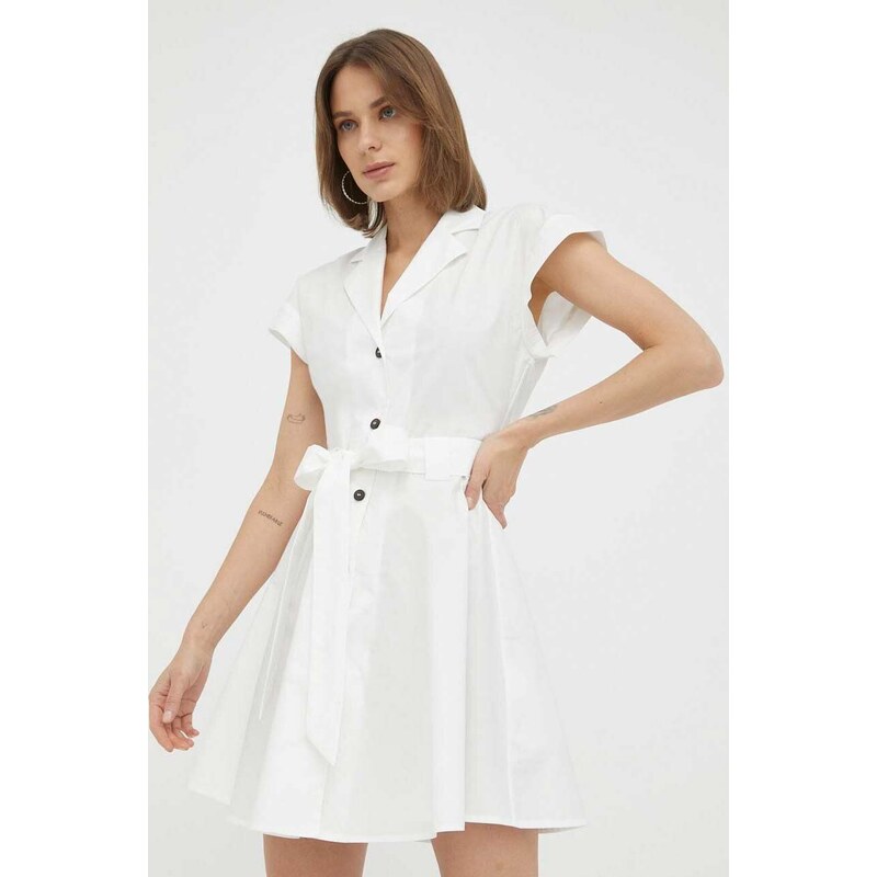Bavlněné šaty Trussardi bílá barva, mini
