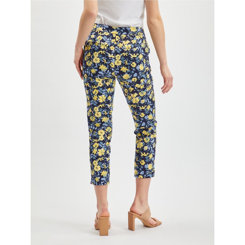 Orsay Žluto-modré dámské zkrácené květované kalhoty - Dámské