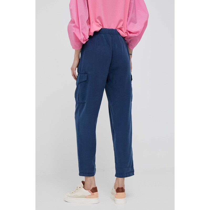 Kalhoty Pepe Jeans Jynx dámské, tmavomodrá barva, kapsáče, high waist