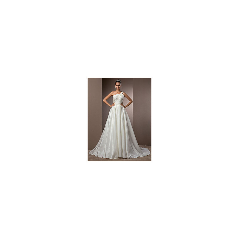 LightInTheBox A-line/Princess One Shoulder Court Train Taffeta Wedding Dress