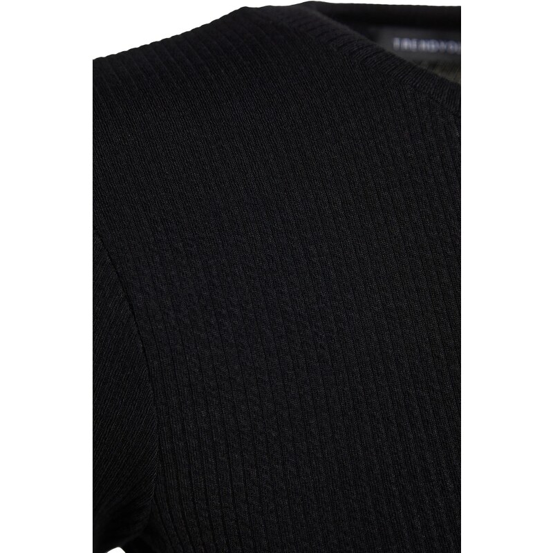 Trendyol Black Half Sleeves Knitted Body Tunic With Snap Fastener