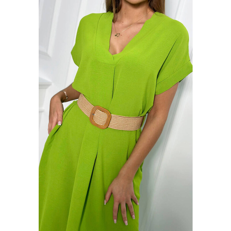 Kesi Šaty s ozdobným páskem světle zelené
