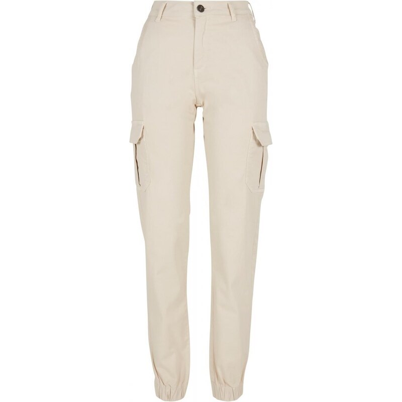 URBAN CLASSICS Ladies High Waist Cargo Pants - whitesand