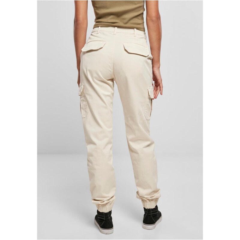 URBAN CLASSICS Ladies High Waist Cargo Pants - whitesand