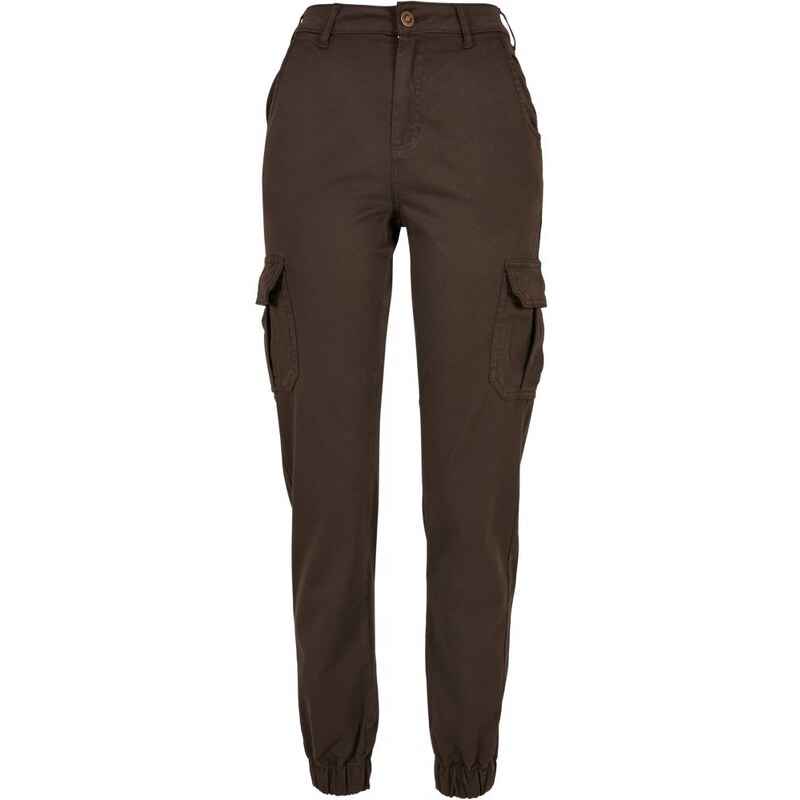 URBAN CLASSICS Ladies High Waist Cargo Pants - brown