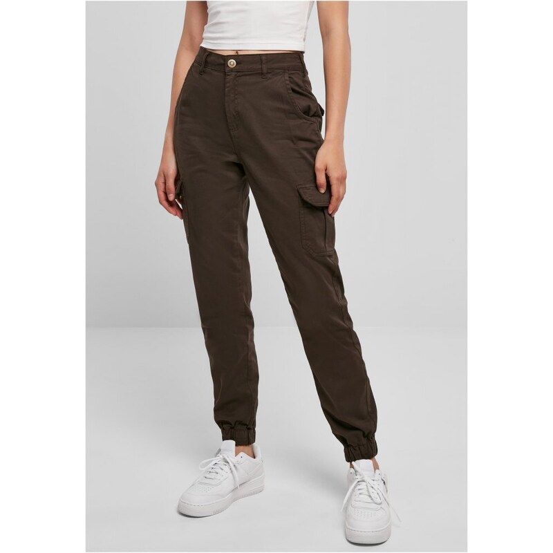 URBAN CLASSICS Ladies High Waist Cargo Pants - brown