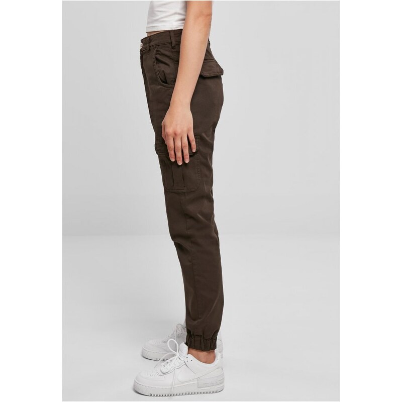 URBAN CLASSICS Ladies High Waist Cargo Pants - brown