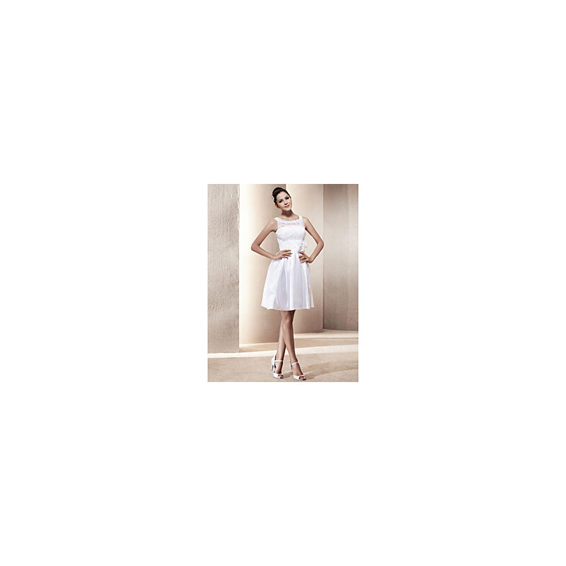 LightInTheBox A-line Scoop Short/Mini Taffeta Wedding Dress