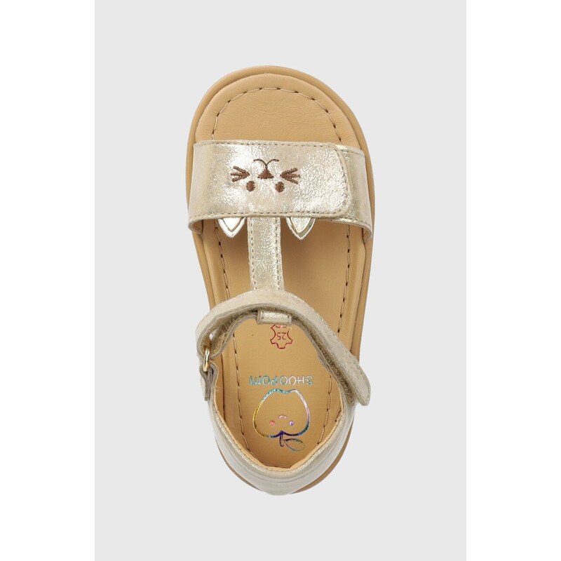 Dětské kožené sandály Shoo Pom zlatá barva