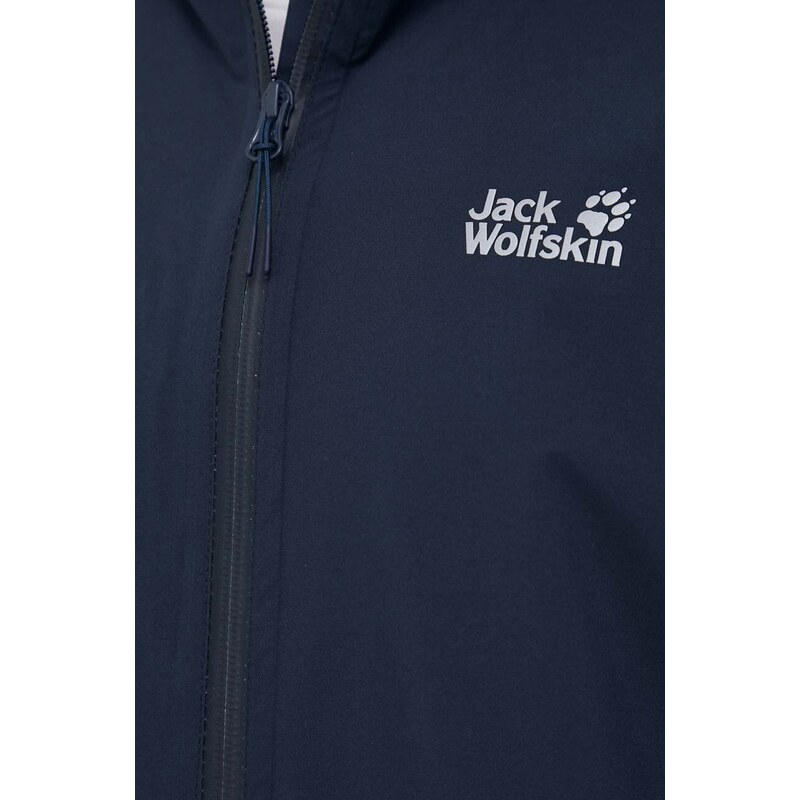 Outdoorová bunda Jack Wolfskin Pack & Go Shell tmavomodrá barva