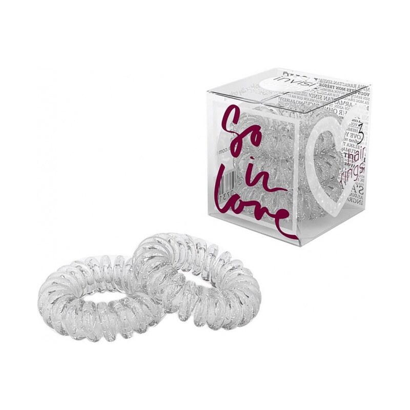 INVISIBOBBLE Hair Ring So In Love 3ks - Spirálová gumička do vlasů - čirá s glitrami