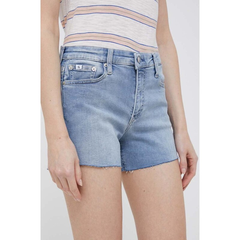 Džínové šortky Calvin Klein Jeans dámské, hladké, medium waist