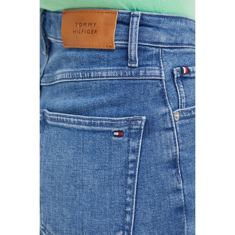 Džínové šortky Tommy Hilfiger dámské, hladké, high waist