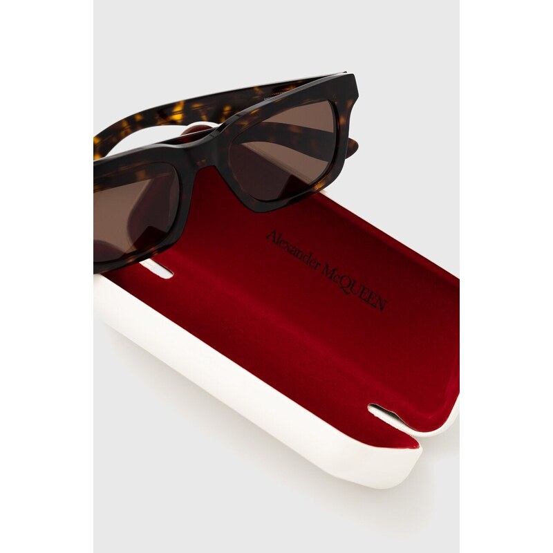 Sluneční brýle Alexander McQueen pánské, hnědá barva