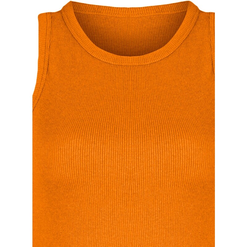 Trendyol Brown-Orange 2-Pack Fitted Crop, Corduroy, Stretchy Knit Undershirt