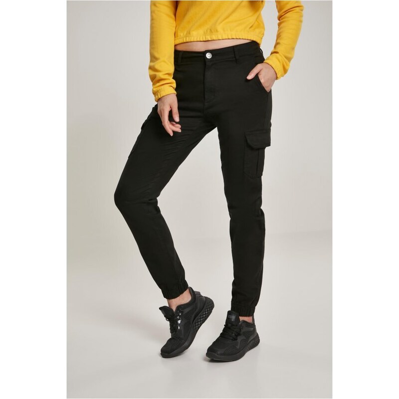 URBAN CLASSICS Ladies High Waist Cargo Pants - black
