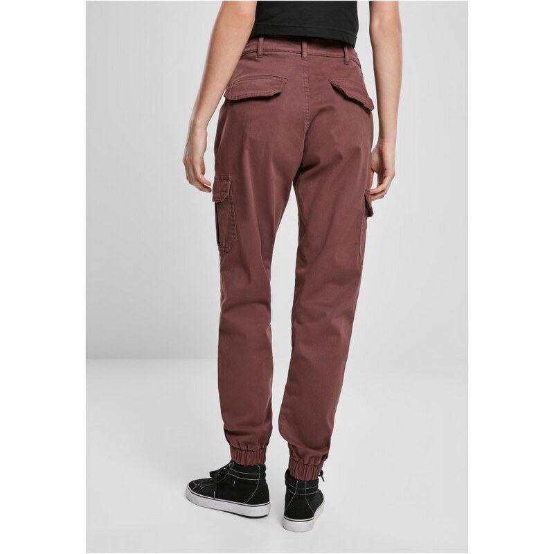 URBAN CLASSICS Ladies High Waist Cargo Pants - cherry