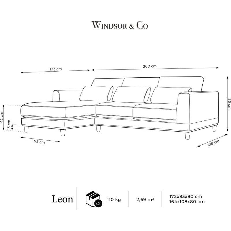 Béžová sametová rohová pohovka Windsor & Co Leon 260 cm, levá