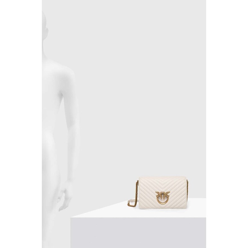 Kožená kabelka Pinko bílá barva, 100063.A0GK