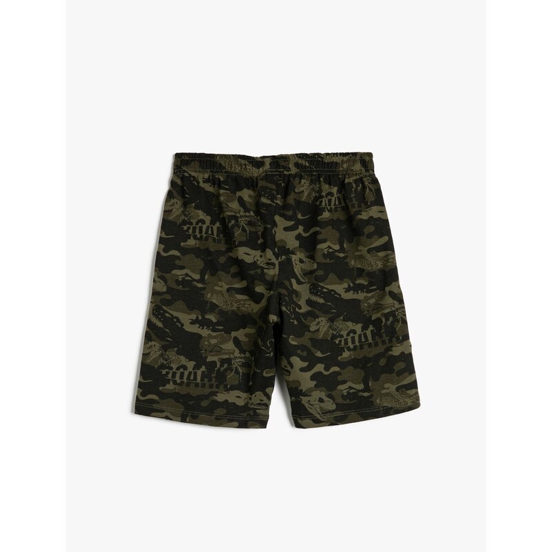 Koton Tie Waist Shorts Camouflage Printed Cotton