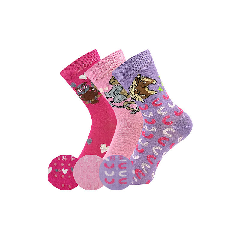 Boma FILIP 05 ABS protiskluzové dětské ponožky - PINK mix holka 25-29