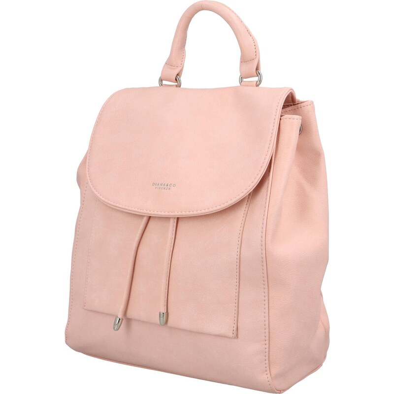 DIANA & CO Městský dámský koženkový batoh s přední kapsou Ovida, růžová