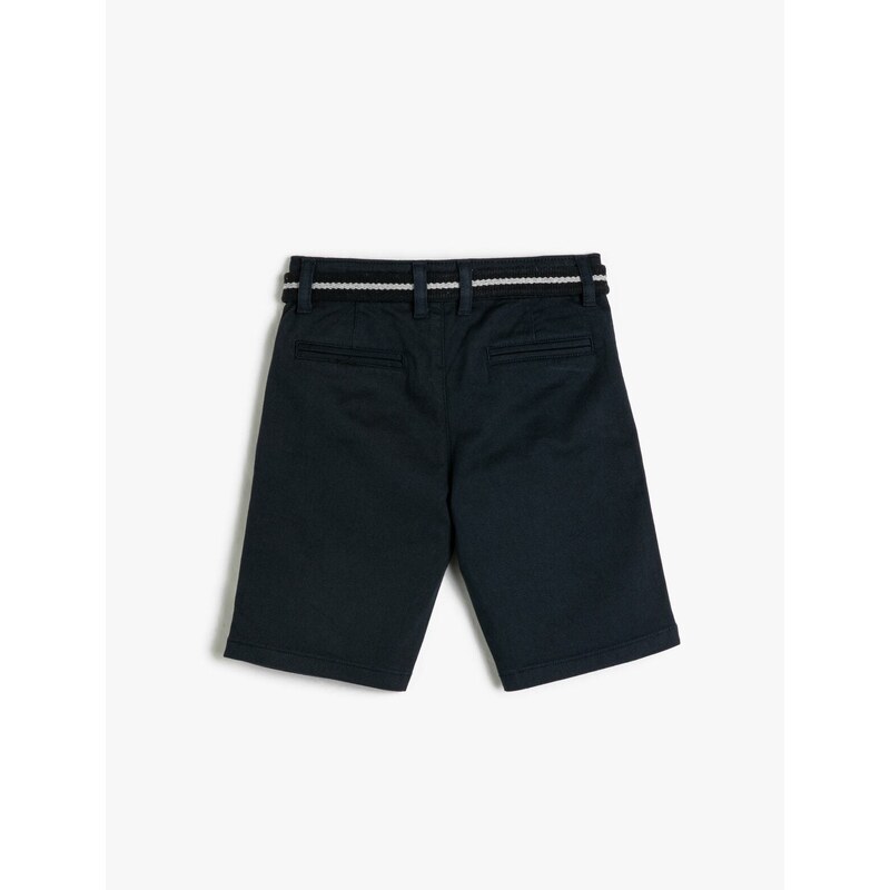 Koton Basic Bermuda Shorts With Belt Detail Pockets Cotton Cotton with Adjustable Elastic Waist.