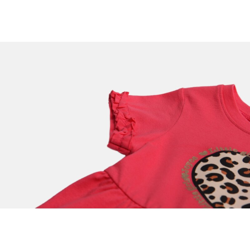 JOYCE Dívčí bavlněné šaty "ANIMAL HEART"/Malinová, béžová