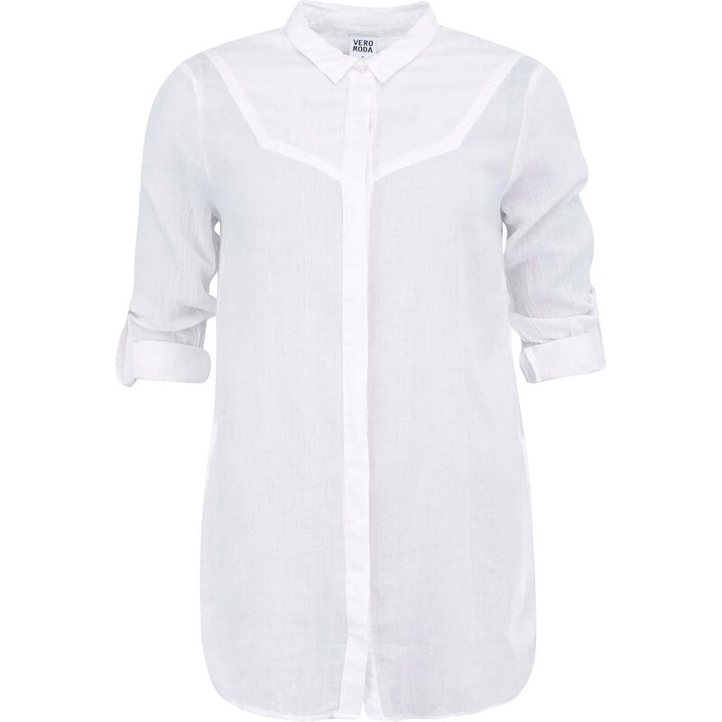 Bílá delší košile s 3/4 rukávy Vero Moda Rinna