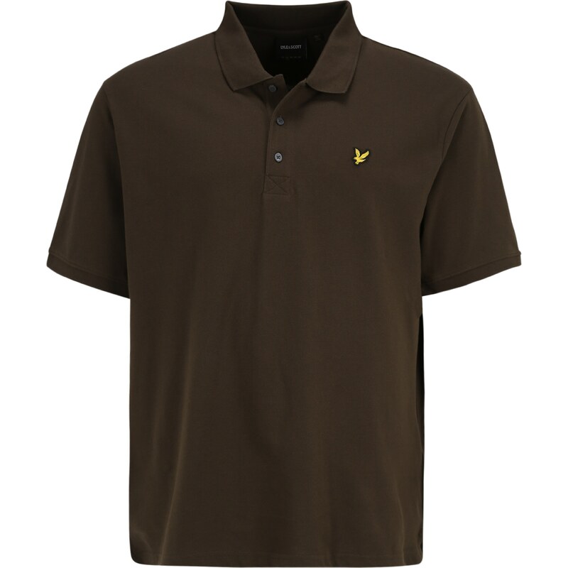 Lyle & Scott Big&Tall Tričko tmavě hnědá / žlutá