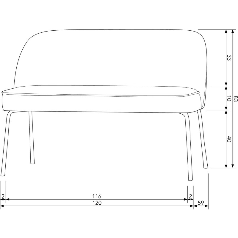 Hoorns Tmavě šedá látková jídelní lavice Tergi 120 cm