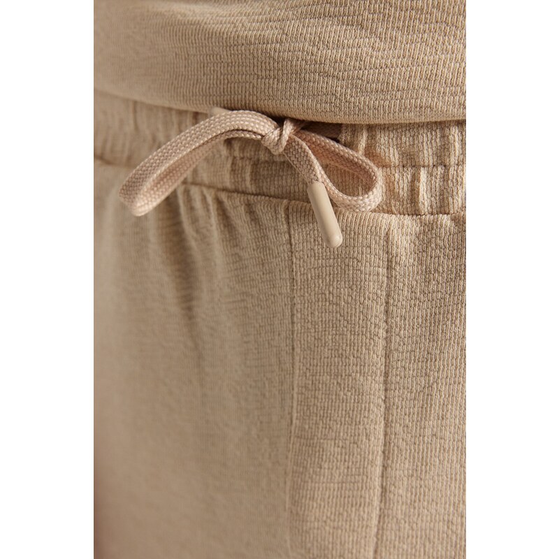 Trendyol Limited Edition Beige Regular 100% Cotton Textured Shorts