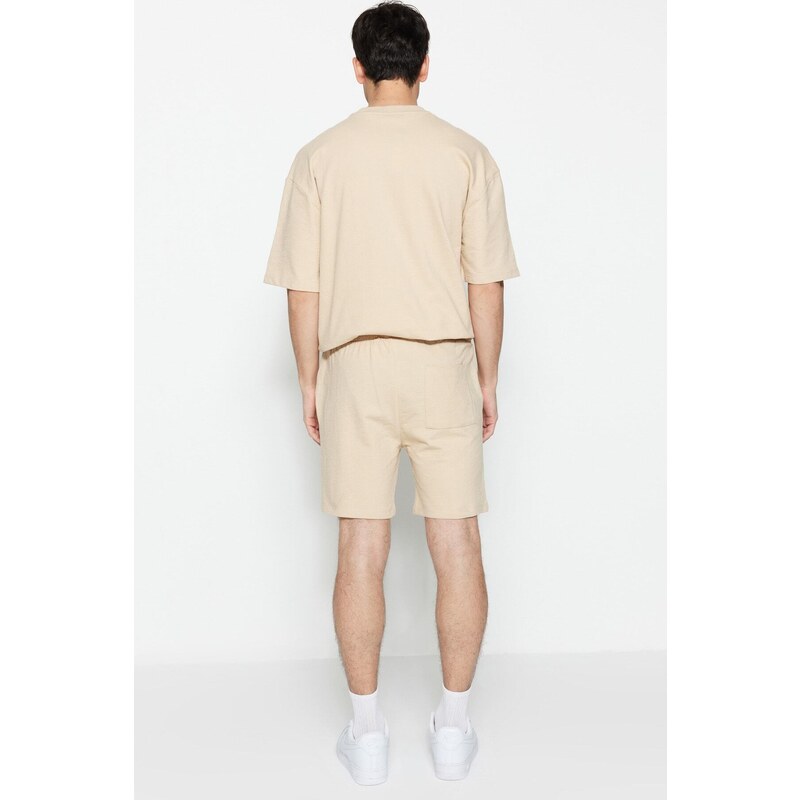 Trendyol Limited Edition Beige Regular 100% Cotton Textured Shorts