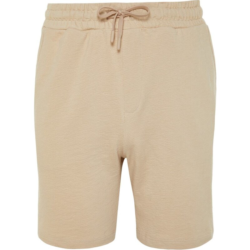 Trendyol Limited Edition Beige Regular 100% Cotton Textured Shorts