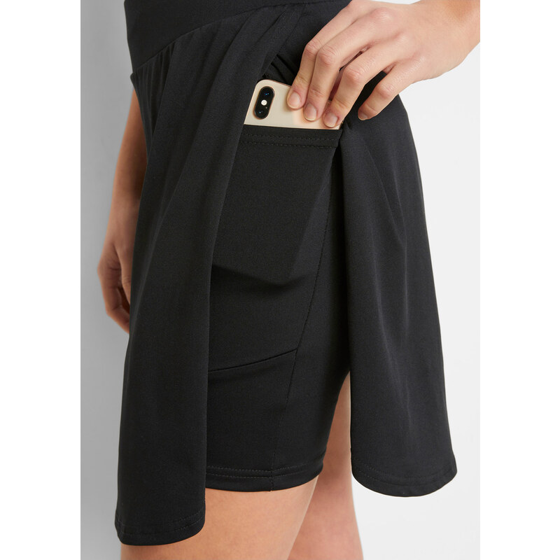 bonprix Sportovní sukně s integrovanými krátkými legínami, rychleschnoucí Černá