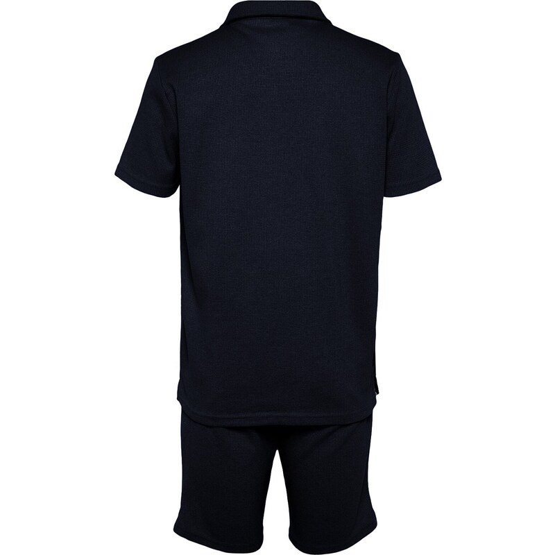 Trendyol Navy Blue Regular/Normal Fit Textured Fabric Labeled Polo Neck Tracksuit Set