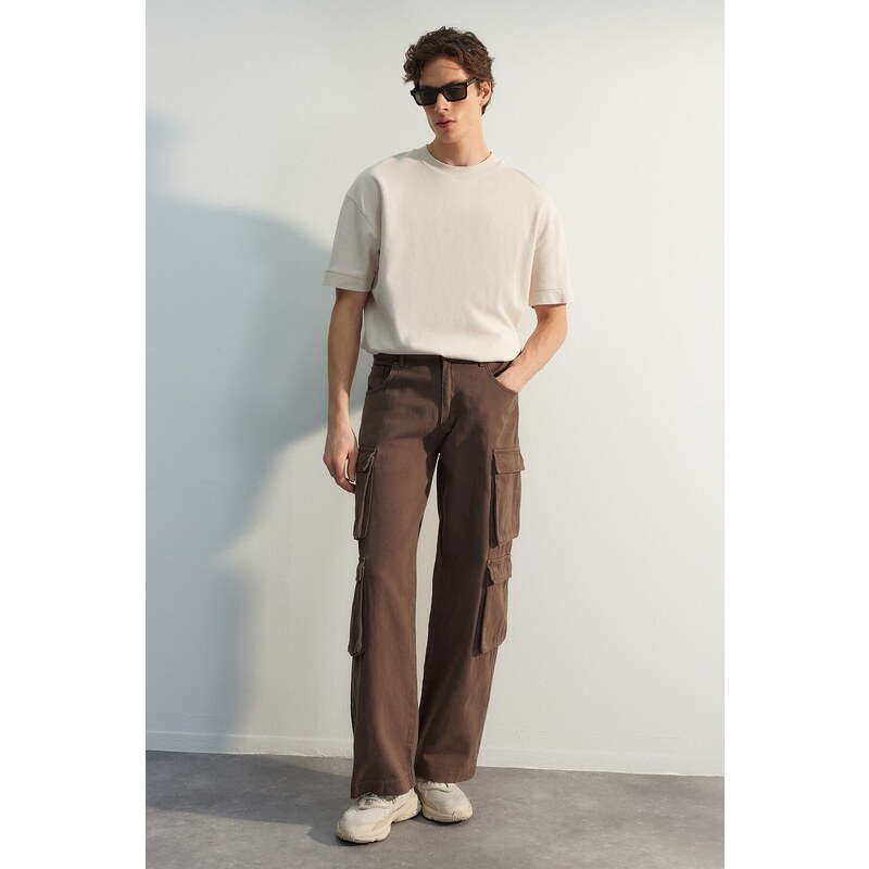 Trendyol Limited Edition Brown Premium Baggy Cargo Pants