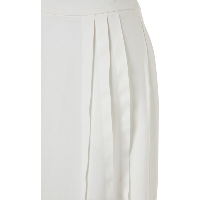 Trendyol X Kevser Sarıoğlu Ecru Lined Woven Skirt with Rib Detail on the Front