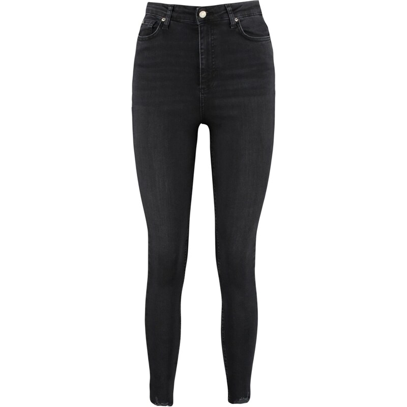 Trendyol Black High Waist Skinny Jeans with Ripped Legs