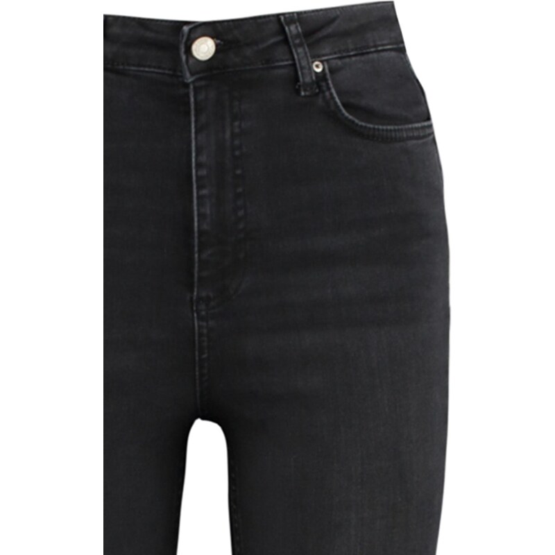 Trendyol Black High Waist Skinny Jeans with Ripped Legs