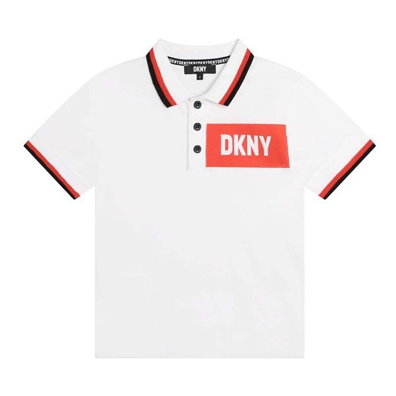 Dětská bavlněná polokošile Dkny bílá barva, s potiskem