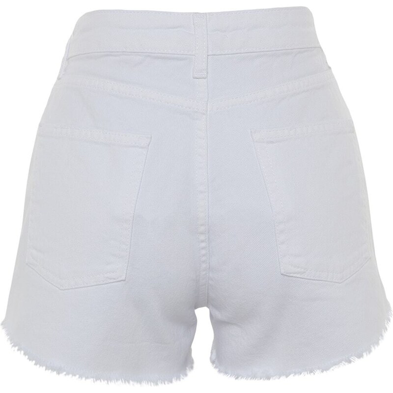 Trendyol White Ripped Detailed Denim Shorts